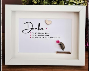 Personalized stone pictures "THANK YOU for the little & big things..." handcrafted, your unique piece lovingly designed! Optional LED lighting!