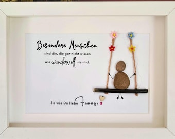 Personalized stone picture "Special People..." a unique piece in Pebble Art, lovingly handcrafted for friends, colleagues, optionally with LED