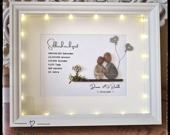 Stone pictures "Silver, Gold, Diamond, Iron..." lovingly designed and personalized for every wedding, with and without LED lighting!