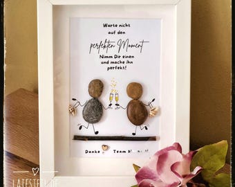 Stone pictures for friends, birthday "the perfect moment..." a unique handmade one-of-a-kind piece, suitable for any occasion, LED optional!