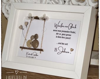 Personalized stone picture for couples for weddings, anniversaries, silver wedding anniversaries, wedding gift for the bride and groom, unique Pebble Art piece, LED optional