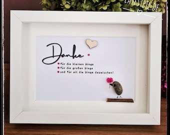 Personalized stone pictures "THANK YOU for the little & big things..." handcrafted, your unique piece lovingly designed! Optional LED lighting!