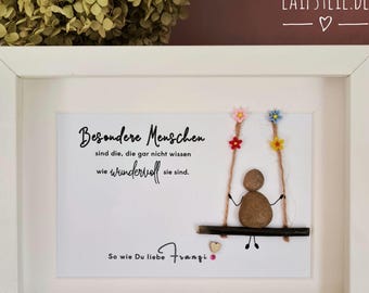 Personalized stone pictures "Special people...they are!" - a unique, lovingly designed piece, Pebble Art, optionally with LED!