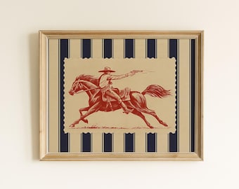 Sztuka ścienna w stylu western – sztuka kowbojska w stylu vintage z pasiastym tłem