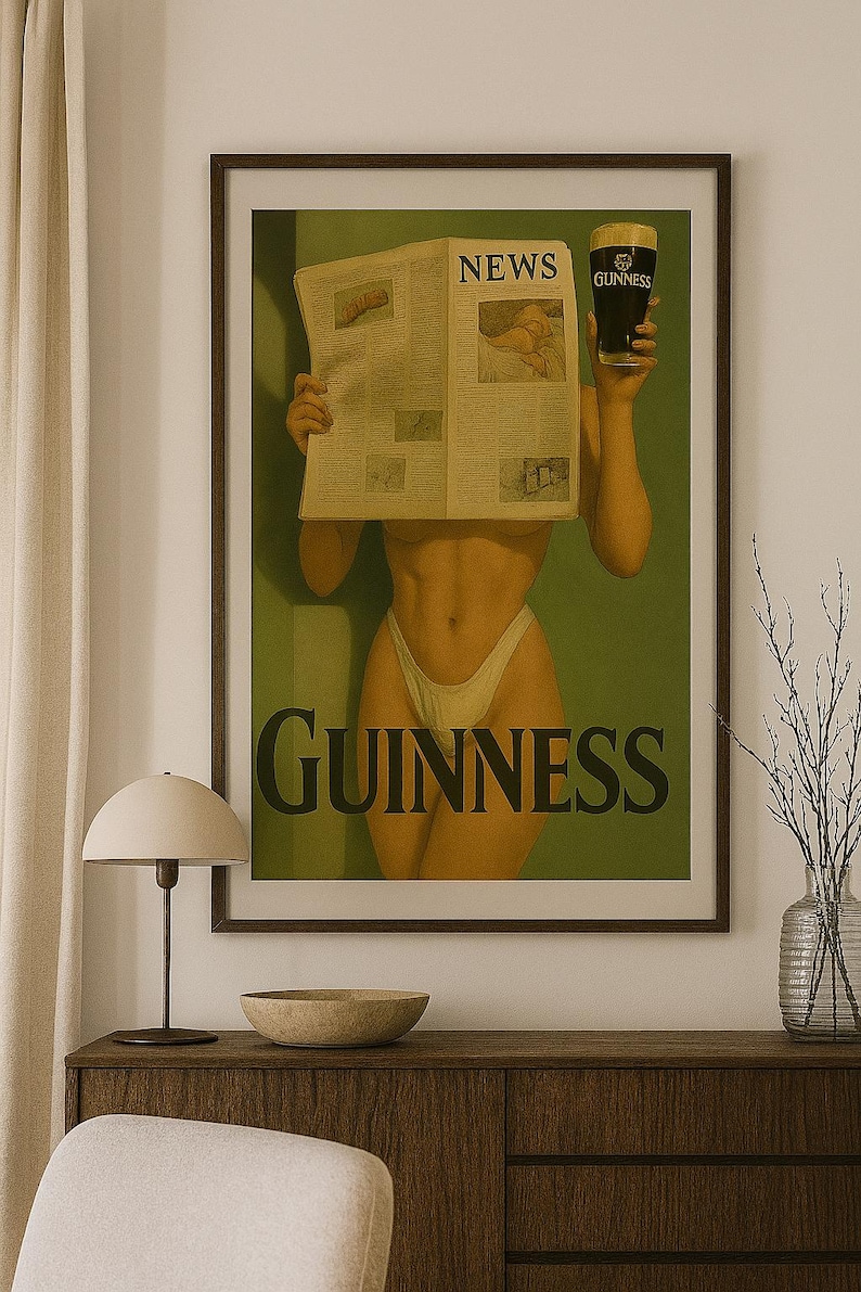 Plakat z Guinnessem w stylu retro: wystrój pubu i domowego baru zdjęcie 1