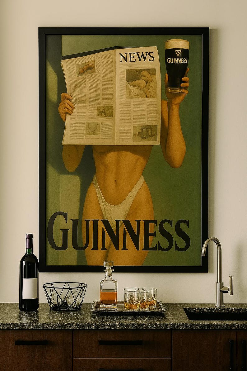 Plakat z Guinnessem w stylu retro: wystrój pubu i domowego baru zdjęcie 4