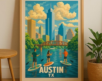 Austin Skyline Poster: Texas Stadtansicht Wohndeko