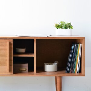 Kasse Media Console Solid Cherry Record Storage 60L x 19W x 24/28H In Stock image 3