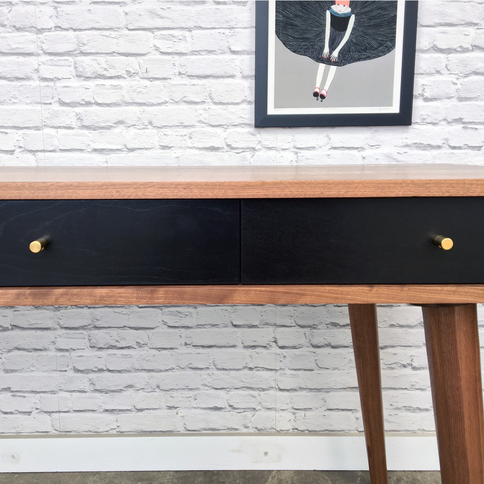 Bloom Desk / Console Table in Solid Walnut - Danish Modern Style - Etsy