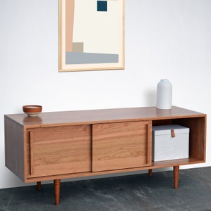 Kasse Media Console - Solid Cherry - Record Storage - 60L x 19W x 24/28H - In Stock!