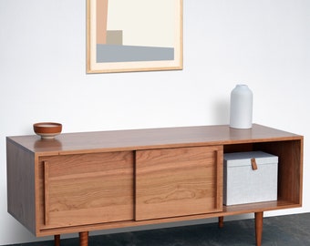 Kasse Media Console - Solid Cherry - Record Storage - 60L x 19W x 24/28H - In Stock!