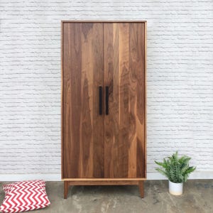 Dumont Armoire Solid Walnut Mid Century Modern Inspired image 1
