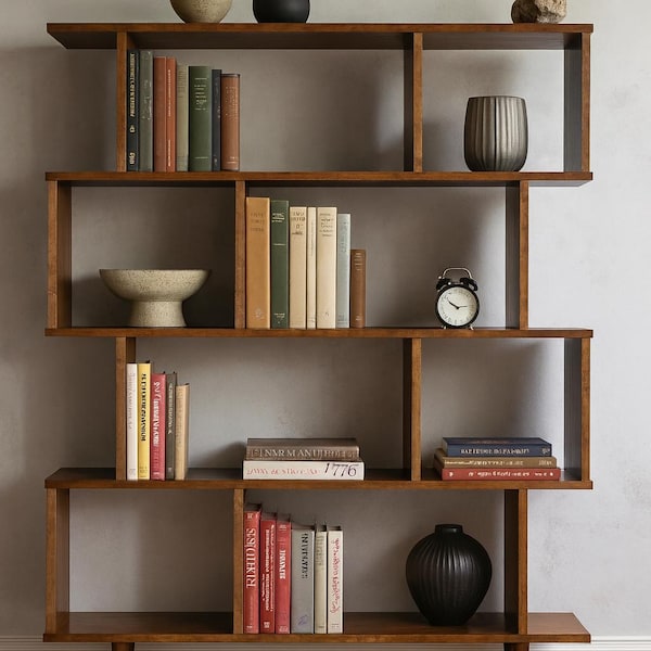 Oxelaand Multilevel Bookcase - Solid Cherry - Teak Finish