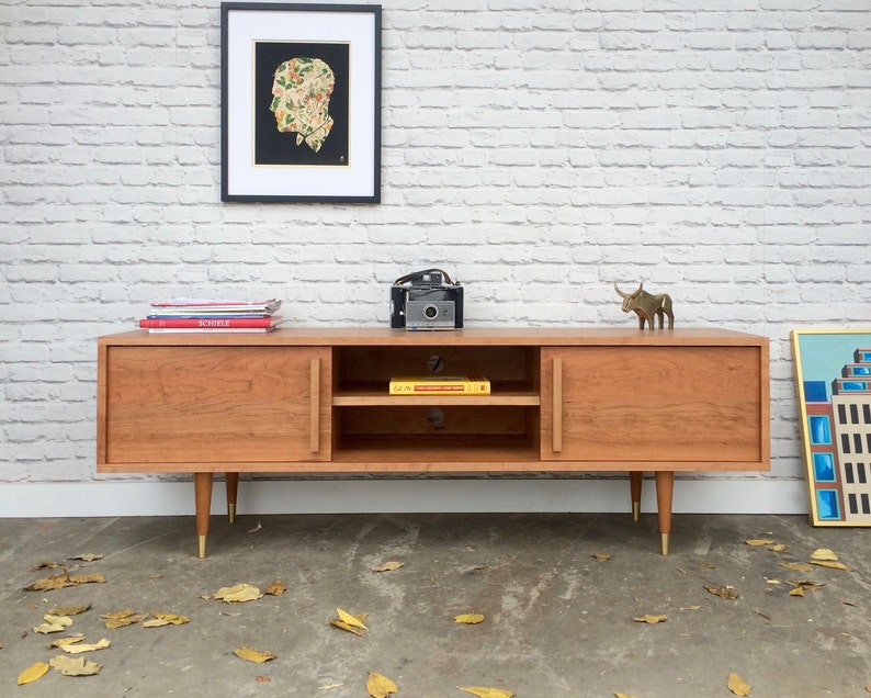 Kasse Media Console Solid Cherry 60 IN STOCK Brass Ferrules