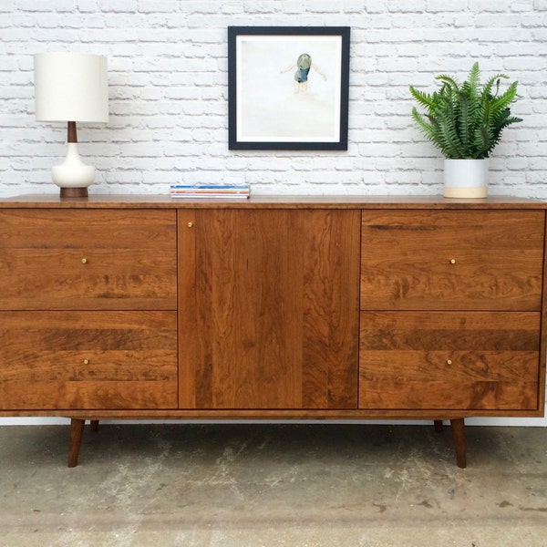 Long Island Cabinet with File Drawers / Dresser / Credenza - Solid Cherry - Teak Stain