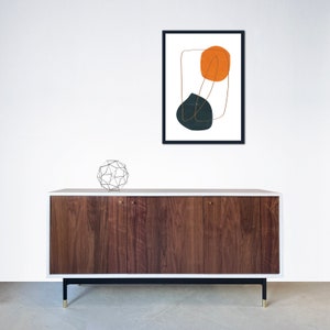 The Bristol Credenza - White Lacquer Case - Walnut Doors