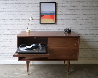 Whitewater Record Cabinet with Pull-out Shelf - Solid Walnut