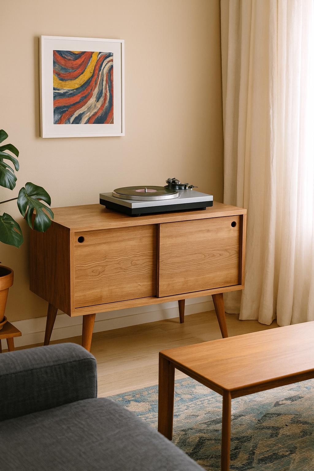 Eiden Record Storage Cabinet - Mid Century Modern Inspired