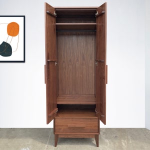 Dumont Armoire Solid Walnut Mid Century Modern Inspired image 3