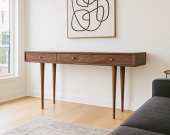 Solid Walnut Console Table - 3 Drawers - 60" - IN STOCK