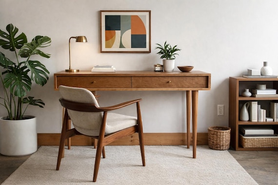 Mid Centurv Modern デスク Handmade Solid Cherry Writing Desk – Mid-century Modern - 48” - Etsy