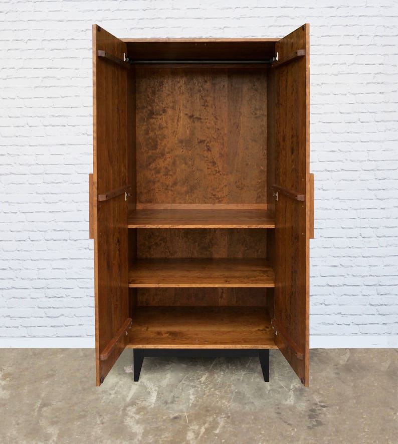 Dumont Armoire Solid Cherry Teak Finish Mid Century Modern Inspired image 4