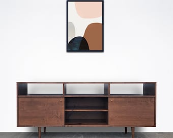 Credenza #104 - Solid Maple - Nordic Walnut Finish - Danish Modern Inspired