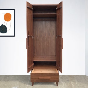 Dumont Armoire Solid Walnut Mid Century Modern Inspired image 5