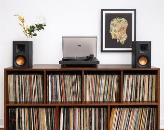 Record Storage Cabinet - 700 Records - Cherry - Teak Finish