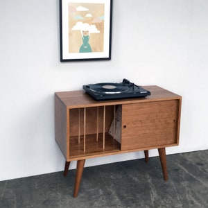 Eiden Record Storage Cabinet Mid Century Modern Inspired Cherry image 3