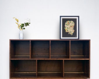 Record Storage Cabinet - Cherry - Teak Finish