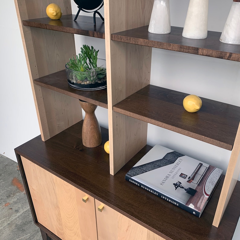 Credenza With Bookcase Maple Etsy