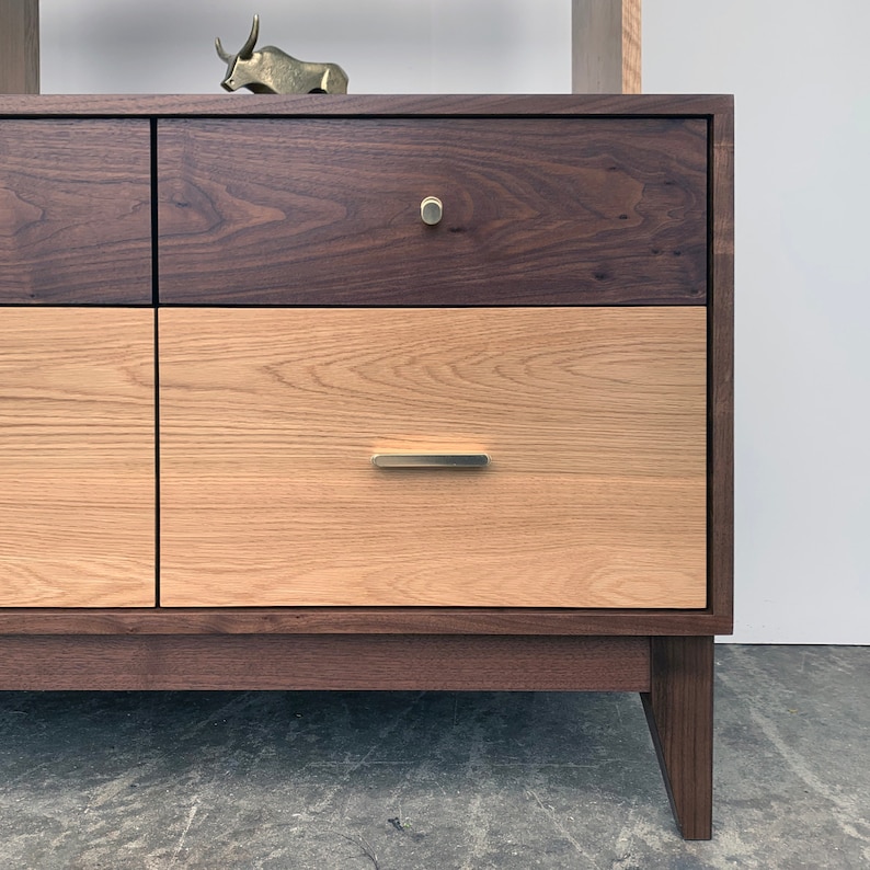 Credenza with Bookcase Walnut and White Oak image 4