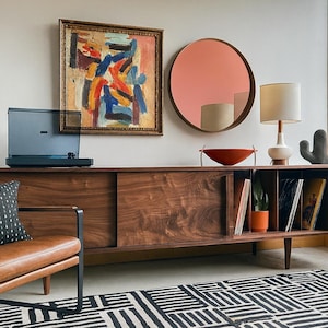 Solid Walnut Media Credenza with Record Storage - Kasse