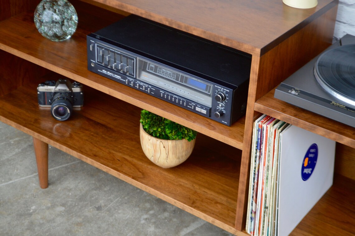 Custom Record Player / Media in Cherry Teak Stain Etsy