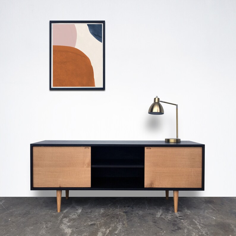 Kasse Credenza Tv Stand Ebony White Oak 60 Sliding Doors In Stock
