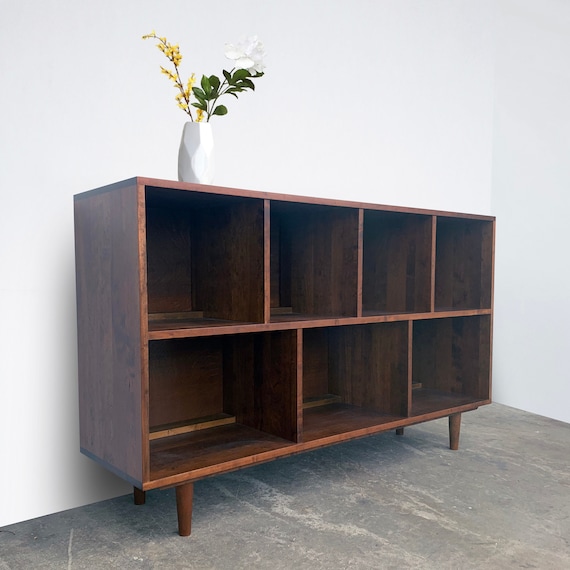 Record Storage Cabinet Cherry Teak Finish Etsy UK