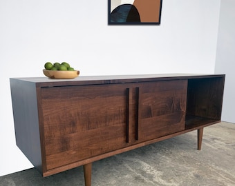 Kasse Media Console - 60" - Solid Maple - Nordic Walnut Finish