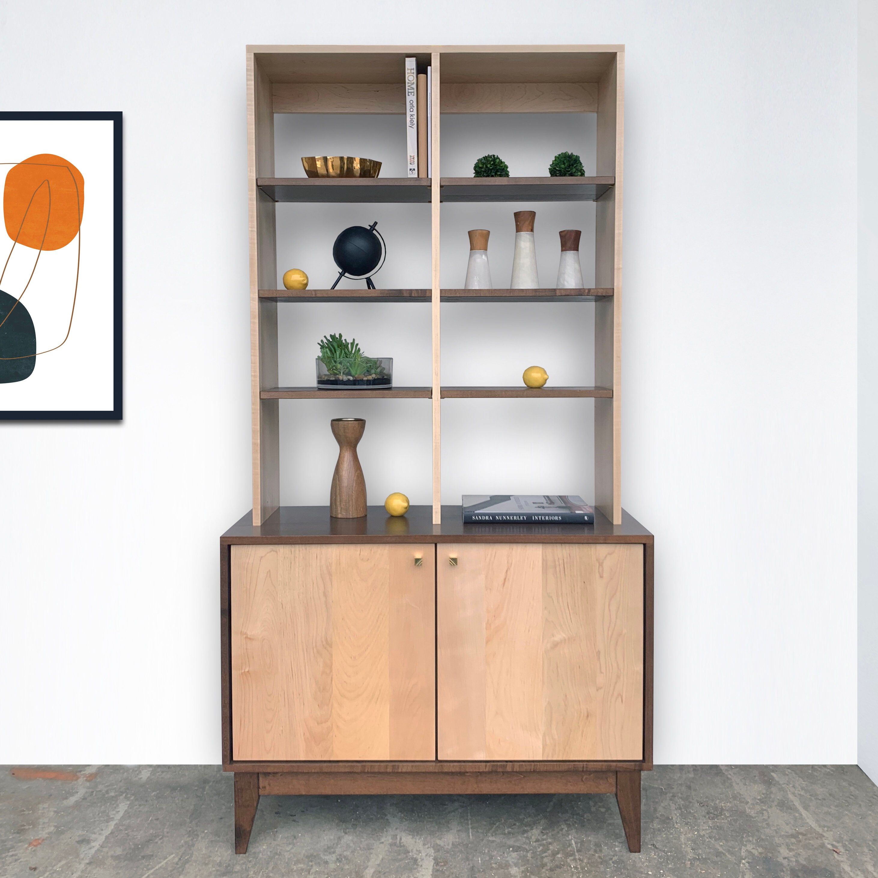 Credenza with bookshelves deals