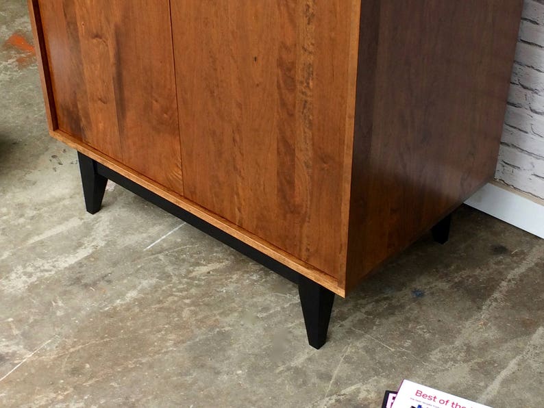 Dumont Armoire Solid Cherry Teak Finish Mid Century Modern Inspired image 9