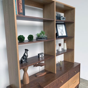 Credenza with Bookcase Walnut and White Oak image 2