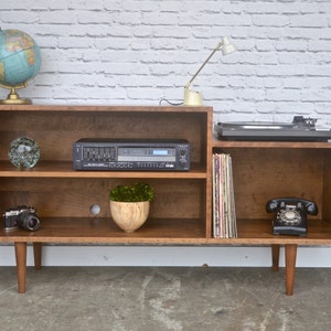 Custom Record Player / Media cabinet in Cherry - Teak Stain - Mid Century Modern Inspired