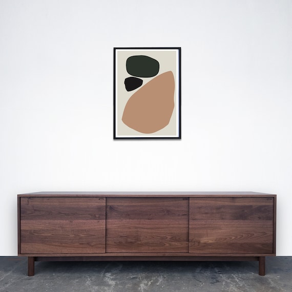 Roosevelt Credenza Media Console Walnut 75 Sliding Doors Round