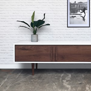 Kasse TV Stand in White / Walnut Combo