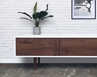 Kasse TV Stand in White / Walnut Combo