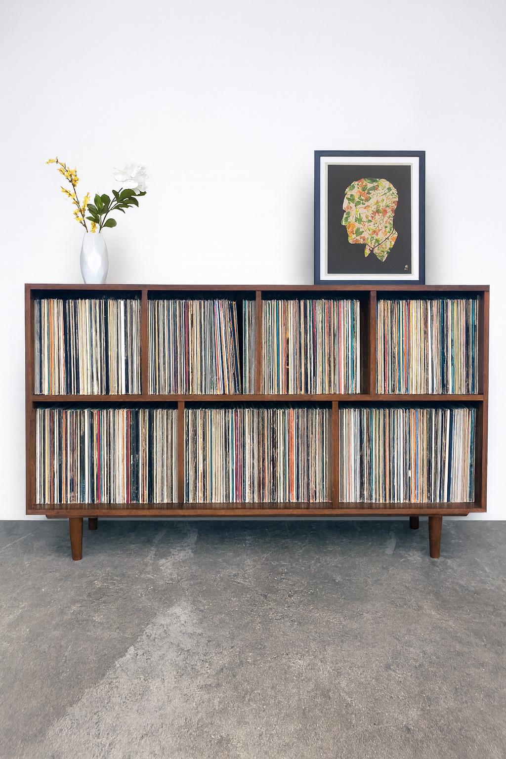 Record Storage Cabinet - Cherry - Teak Finish - Etsy