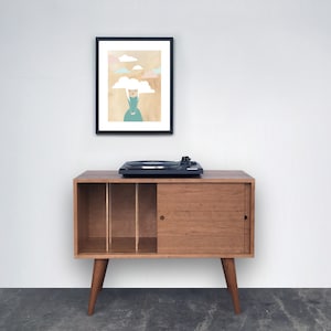 Eiden Record Storage Cabinet Mid Century Modern Inspired Cherry image 5