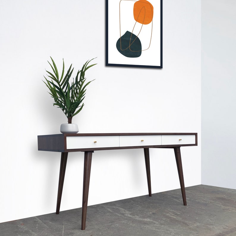 Bloom Desk / Console Table in Solid Walnut Danish Modern Style image 2