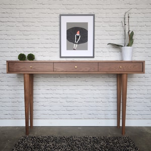 Solid Walnut Console Table - 3 Drawers