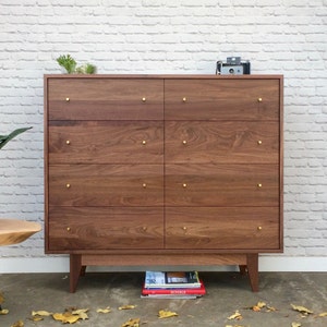 Dumont Dresser Solid Walnut Mid Century Modern Inspired image 1